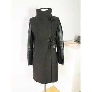DANIER Wool and Leather Mid Length Coat